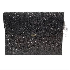 KATE SPADE 'LAUREL WAY' BLACK GLITTER CLUTCH